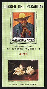 Парагвай, 1967, Живопись, Ван Гог, Мане, блок гаш.
